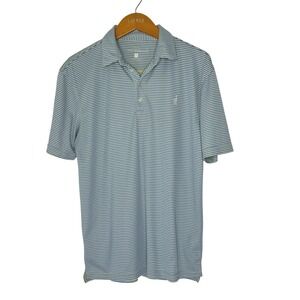 Johnnie-O Prep Performance striped‎ polo shirt blue/yellow Med